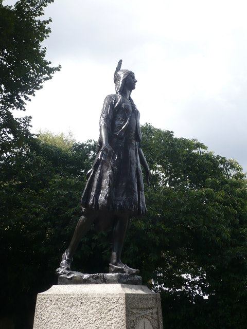 Statue of Princess Pocahontas in Churchyard of the Church of St George by William Ordway Partridge