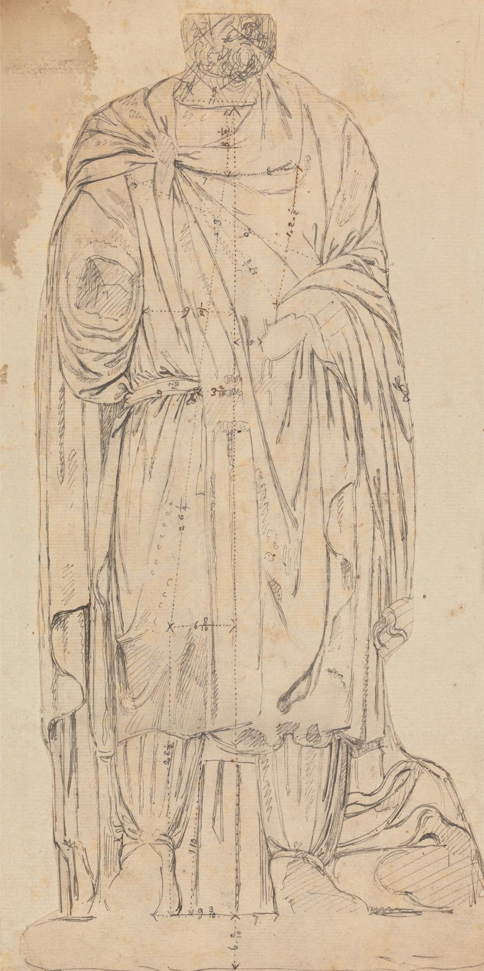 Measured Drawing of Sculpture in Gymnasium at Ephesus by William Pars