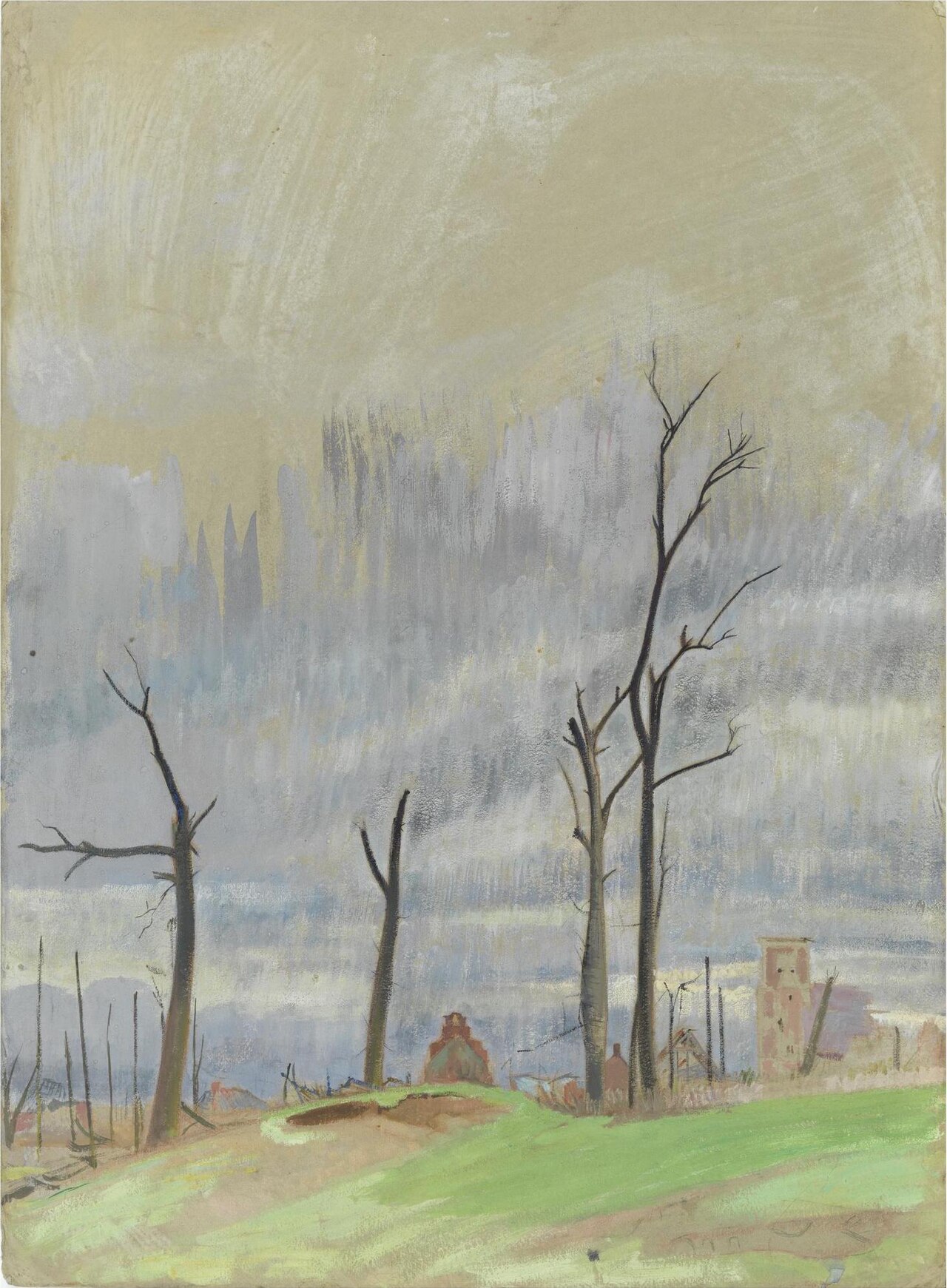Avenue leading to Bourlon Wood by William Rothenstein