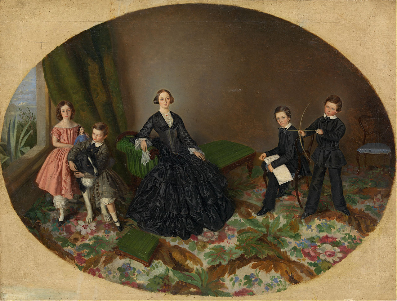 Maria Elizabeth O'Mullane and her children by William Strutt