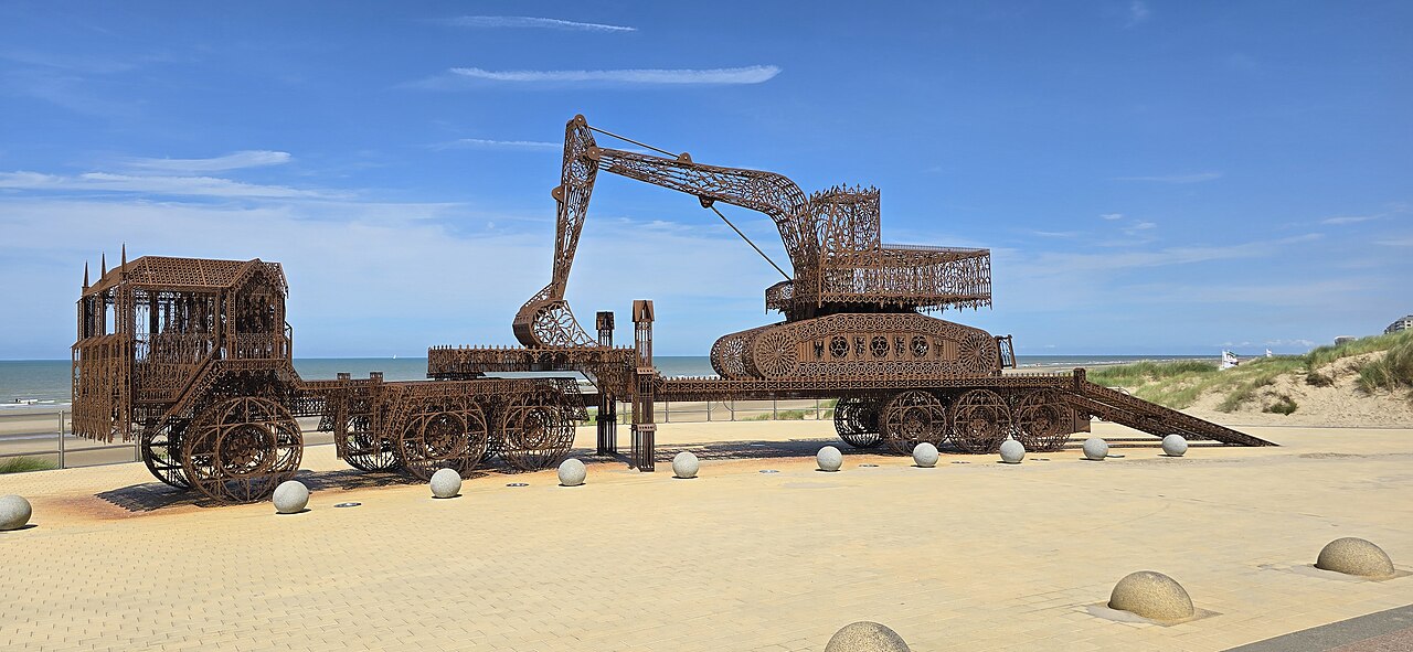 Caterpillar + Flatbed Trailer by Wim Delvoye