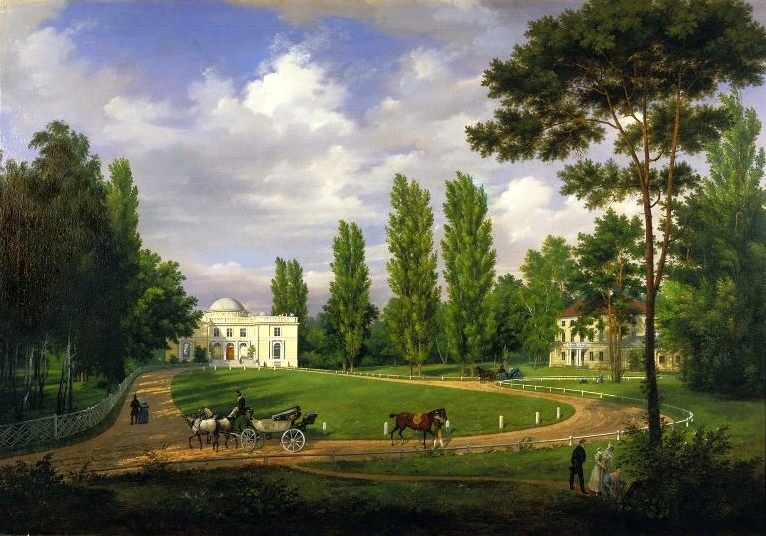 Natolin Palace as seen from the courtyard. by Wincenty Kasprzycki
