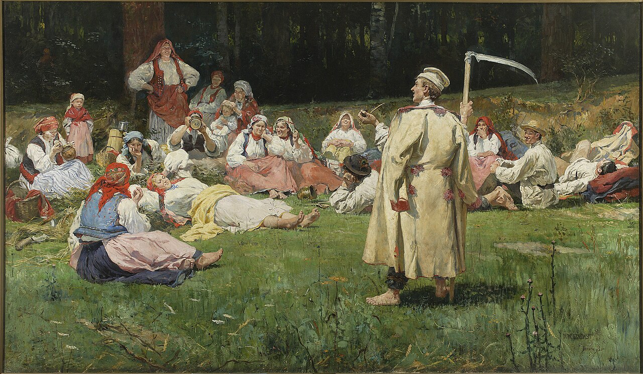 Harvesters resting by Wincenty Wodzinowski