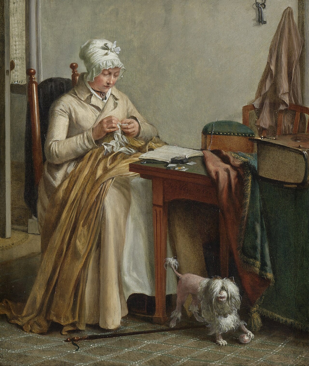 Interior with Woman Sewing by Wybrand Hendricks