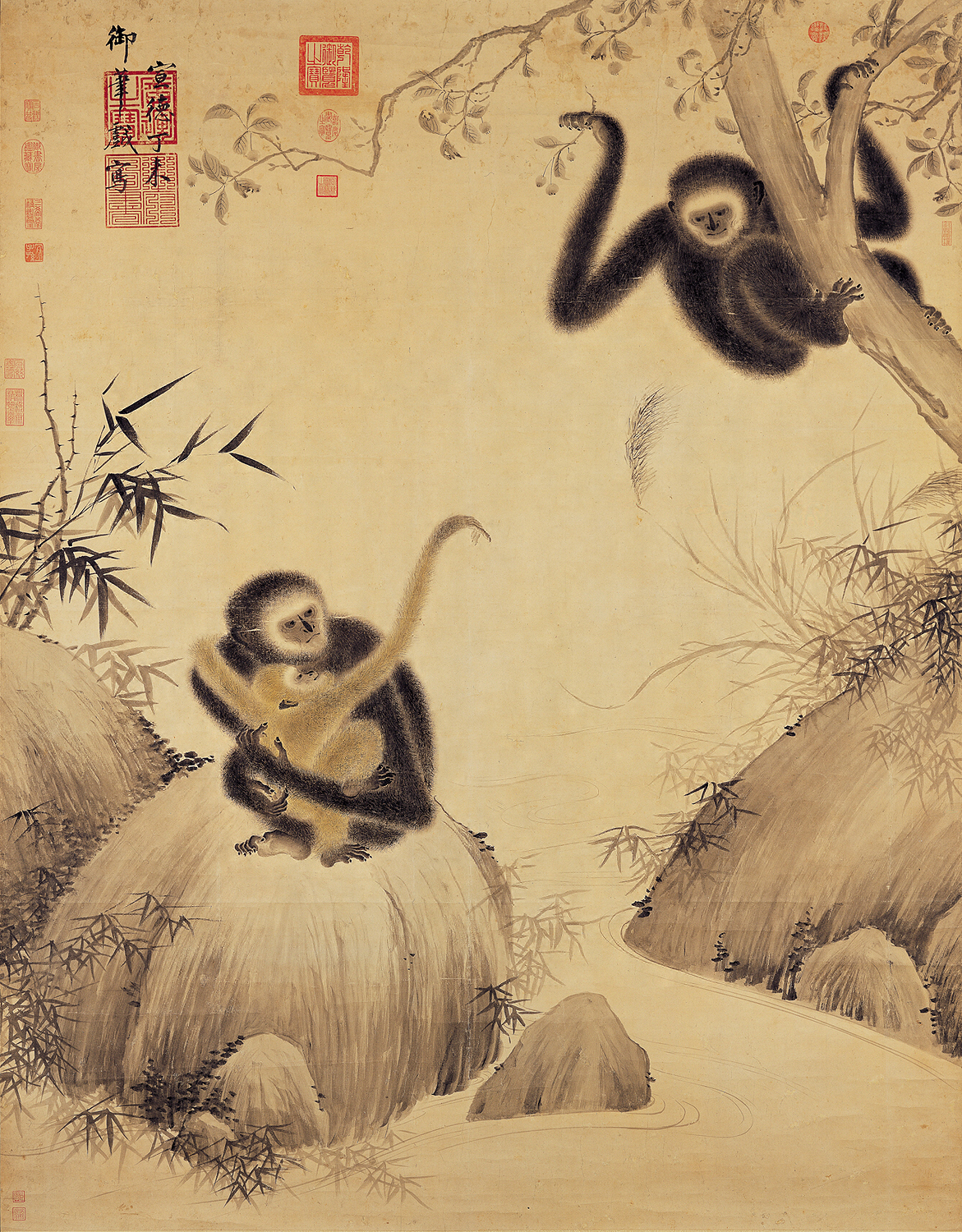 Gibbons at Play by Xuande Emperor