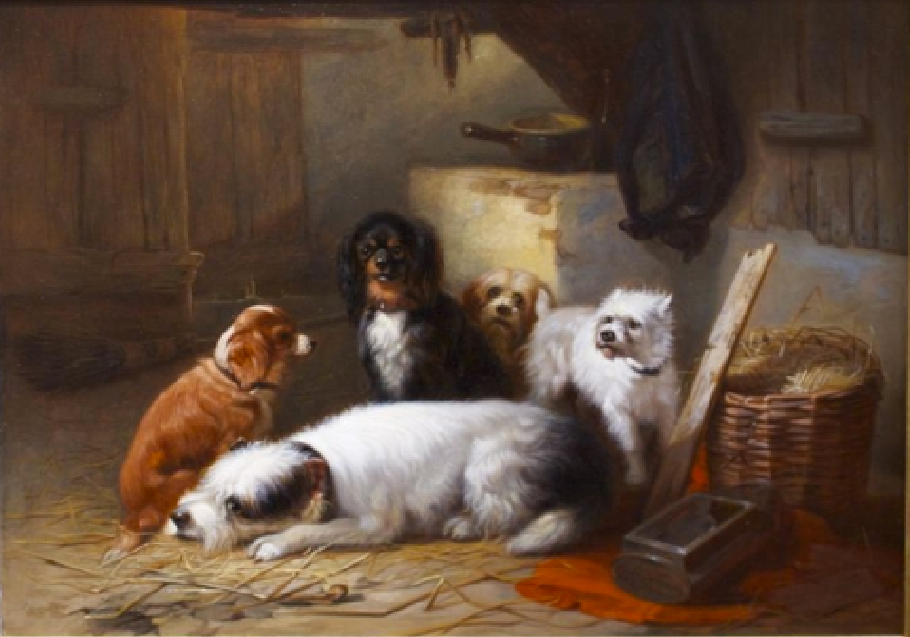 Dogs in a barn by Zacharie Noterman