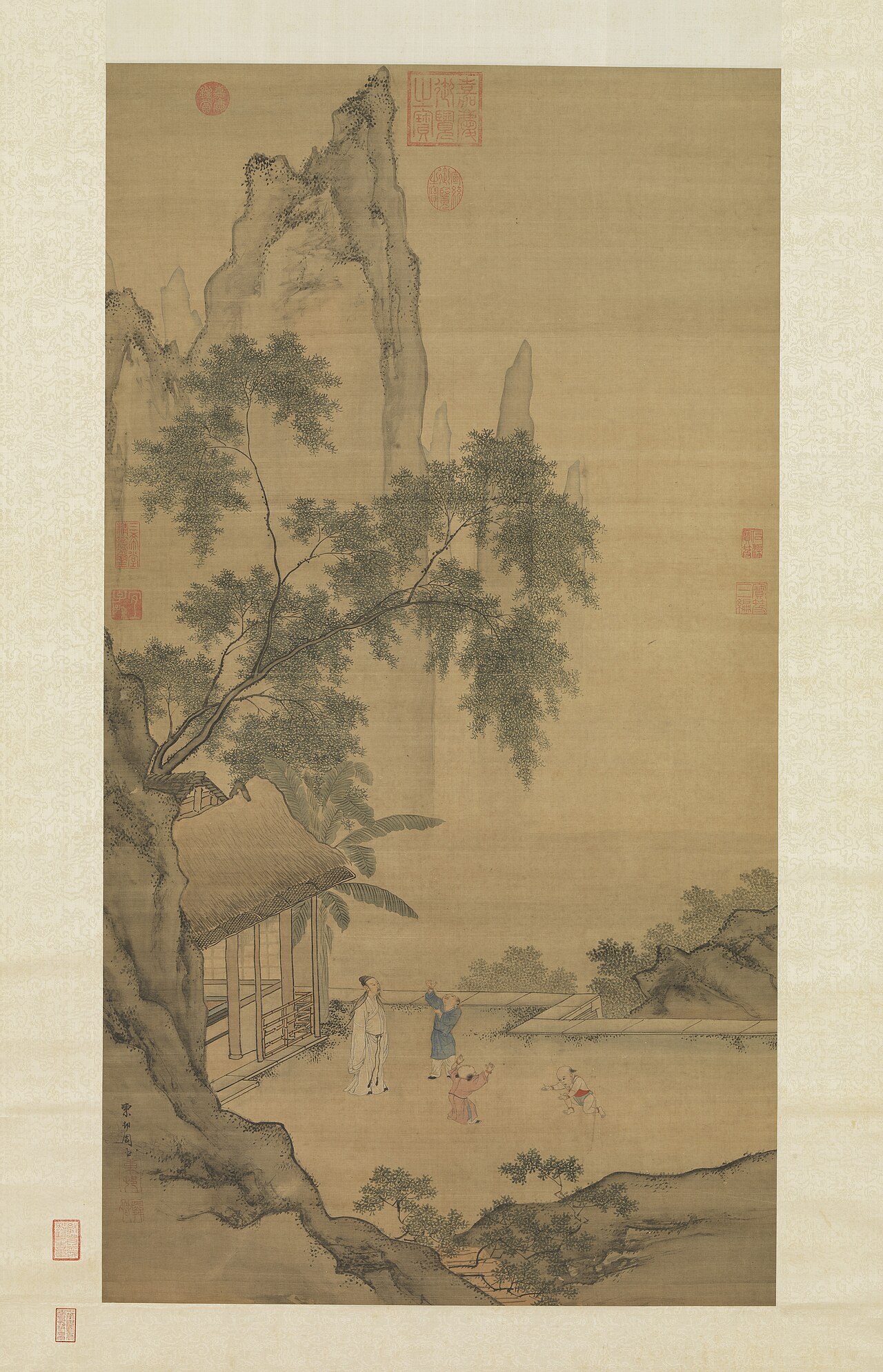After the Line "Idly Watching Children Catch Willow Flowers" by Zhou Chen