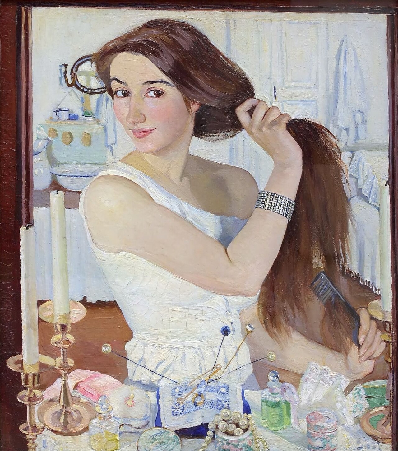 At the Dressing-Table by Zinaida Serebryakova