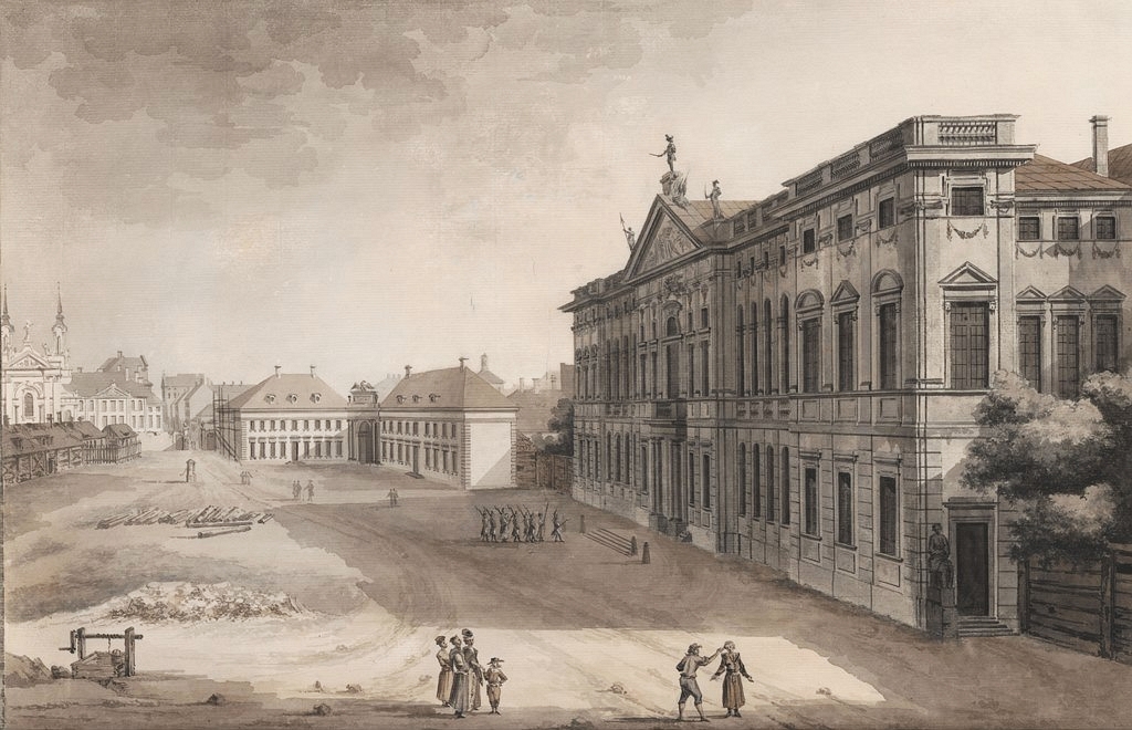 View of the Commonwealth Palace (Krasiński Palace) in Warsaw from north. by Zygmunt Vogel